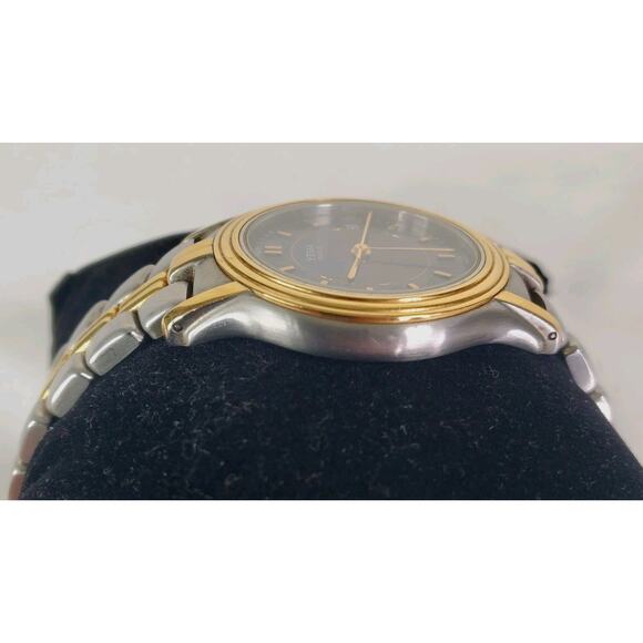 Yema Paris Watch Men Gold & Silver Tone 50M Date Steel 8" VR4Q269 MVT Quartz - Picture 6 of 11